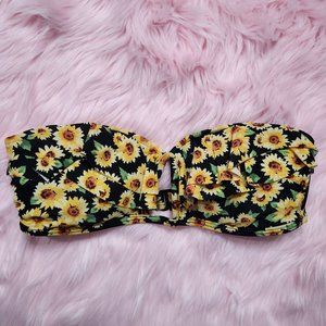 Forever 21 Women's Medium Tube Top Bikini Sunflower Floral Bandeau